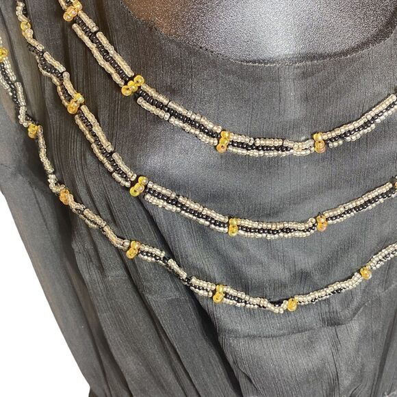 Black sheer beaded top elastic waist sleeveless Whimsigoth fairy grunge - Picture 4 of 7